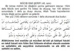 YA MÜCİB ESMASI İLE DİLEK