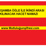 Çarşamba Günü Öğle ile İkindi Arası
